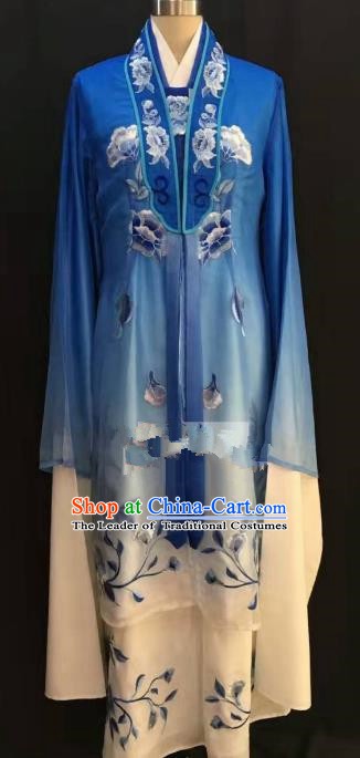 Traditional Chinese Beijing Opera Costume Professional Peking Opera Diva Blue Dress