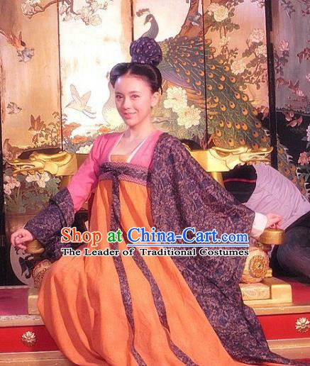 Chinese Ancient Tang Dynasty Nobility Lady Maidenform Embroidered Historical Costume for Women
