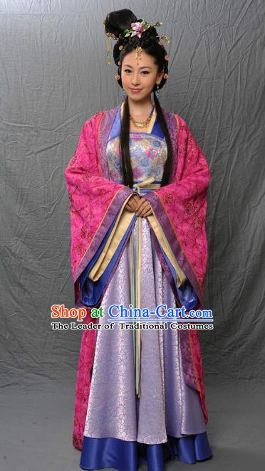 Chinese Ancient Tang Dynasty Imperial Concubine Embroidered Hanfu Dress Historical Costume for Women