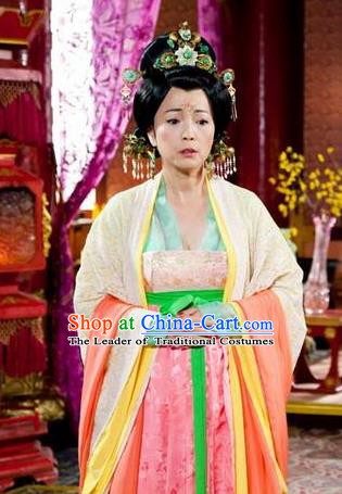Chinese Ancient Tang Dynasty Princess Royal Ning Embroidered Dress Historical Costume for Women