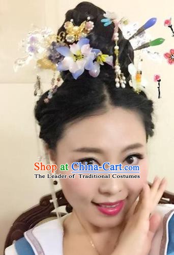 Chinese Ancient Hair Accessories Bride Wedding Tassel Hairpins Headwear Complete Set for Women