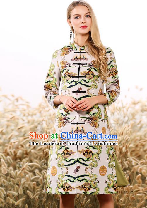 Traditional Ancient Chinese Young Women Cheongsam Dress Republic of China Tangsuit Stand Collar Blouse Dress Tang Suit Clothing