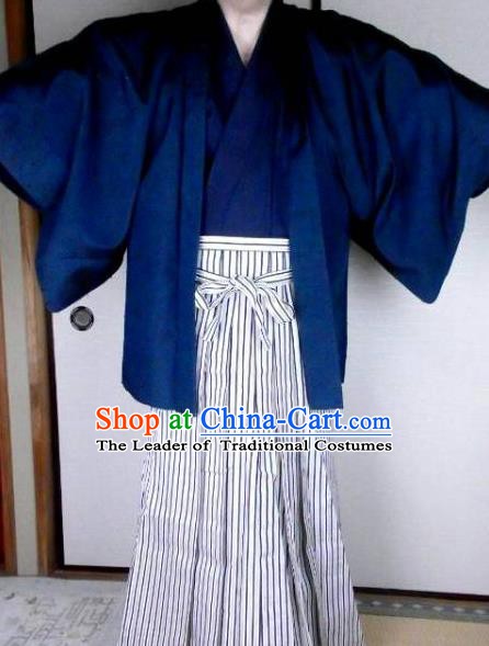 Japanese Garment Samurai Kimono Male Yukata Traditional Wafuku Hakama Haori Costume for Men