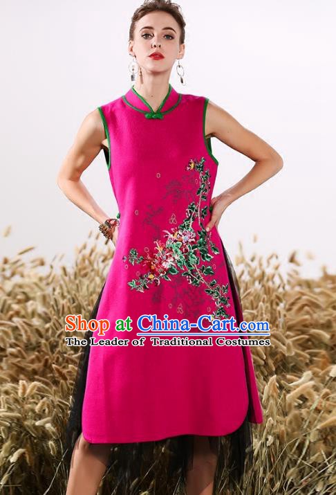 Traditional Ancient Chinese Young Women Cheongsam Dress Republic of China Tangsuit Stand Collar Blouse Dress Tang Suit Clothing