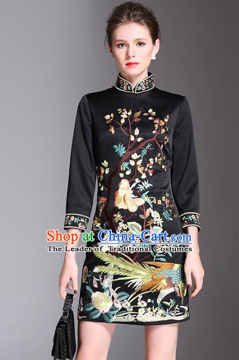 Traditional Ancient Chinese Young Women Cheongsam Dress Republic of China Tangsuit Stand Collar Blouse Dress Tang Suit Clothing