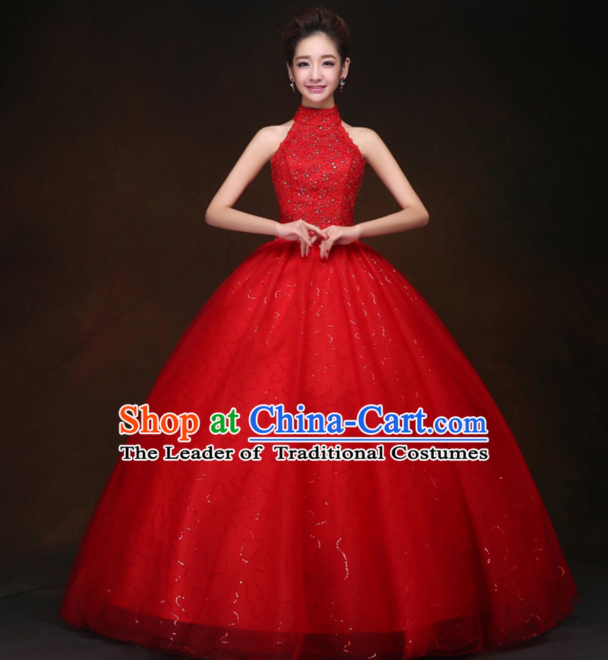 Top Classical Red Romantic Princess Wedding Dress Evening Dresses