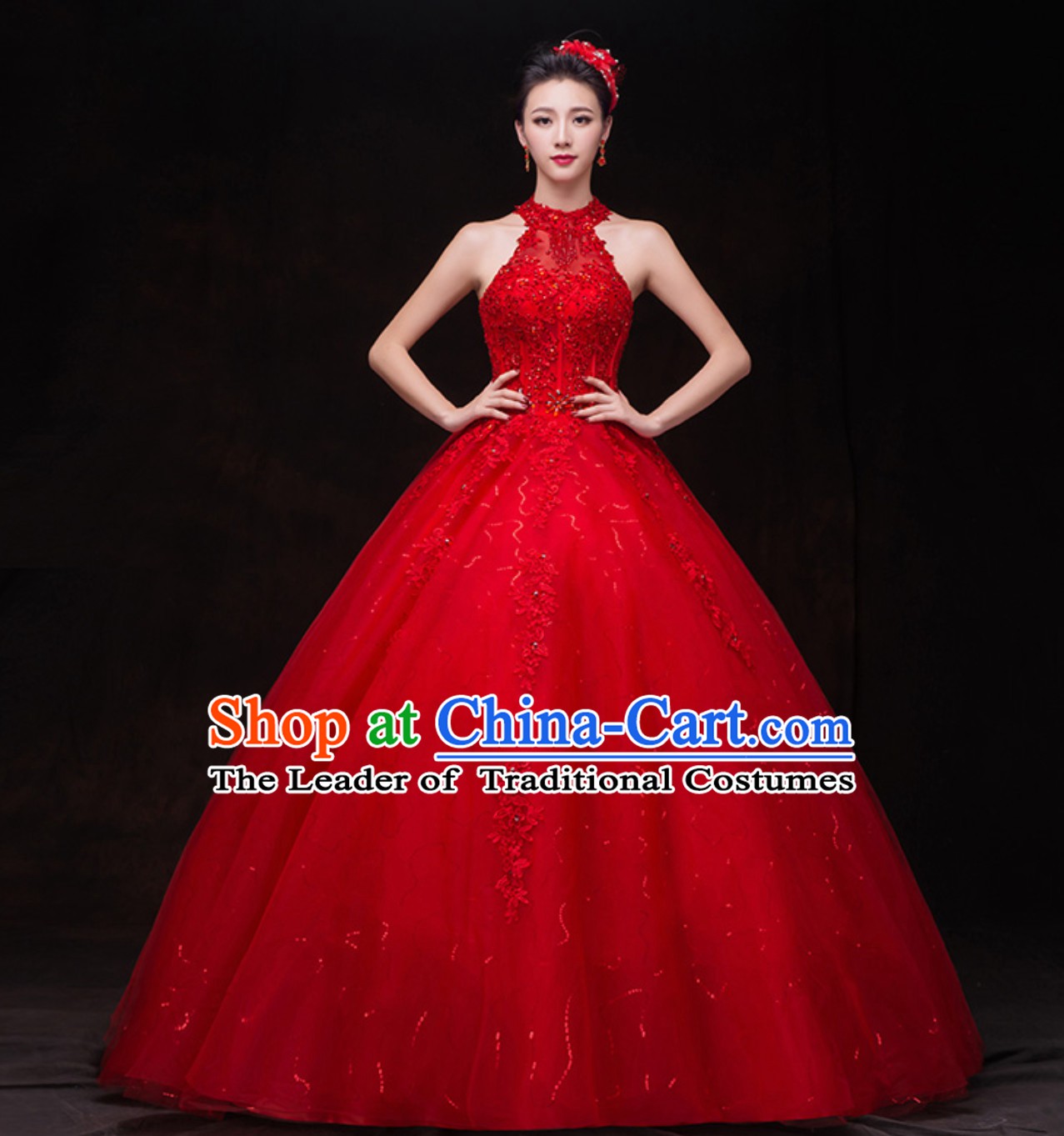 Top Romantic Handmade Princess Red Wedding Dresses