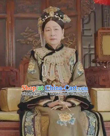 Chinese Traditional Palace Lady Historical Costume China Qing Dynasty Empress Dowager Ci Xi Clothing