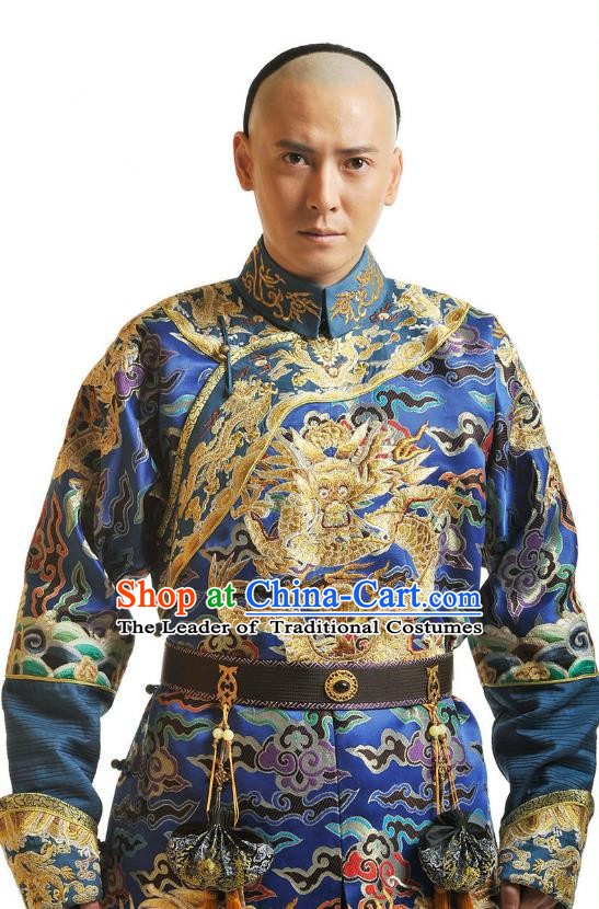 Chinese Traditional Kangxi Nine Prince Yin Tang Historical Costume China Qing Dynasty Embroidered Clothing