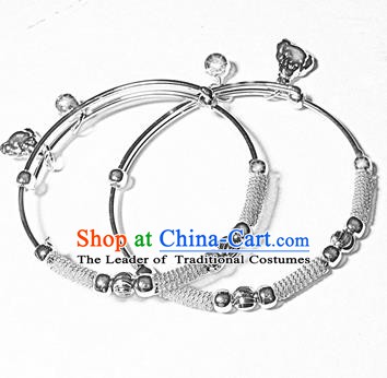 Traditional Chinese Miao Nationality Bracelet Hmong Accessories Sliver Bangle for Women