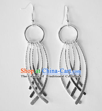 Traditional Chinese Miao Nationality Tassel Earrings Hmong Accessories Sliver Eardrop for Women