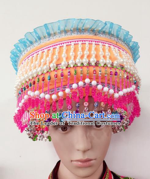 Traditional Chinese Zhuang Nationality Hair Accessories Hats Yi Ethnic Minority Headwear for Women