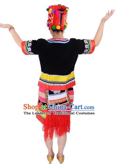 Traditional Chinese Miao Nationality Dance Clothing Hmong Ethnic Minority Costumes and Headwear