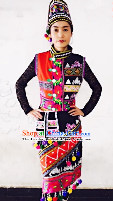 Traditional Chinese Gaoshan Nationality Dance Costume Folk Dance Ethnic Clothing for Women
