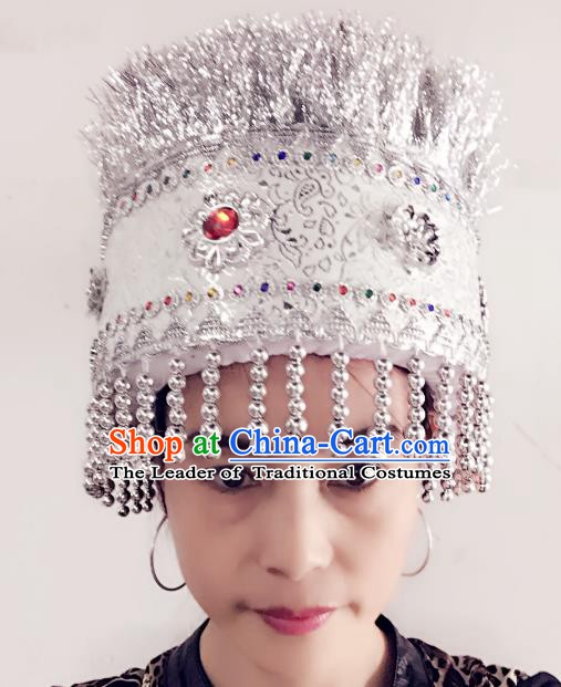 Traditional Chinese Miao Nationality Hair Accessories Ethnic Minority Female Wedding Hats Headwear for Women