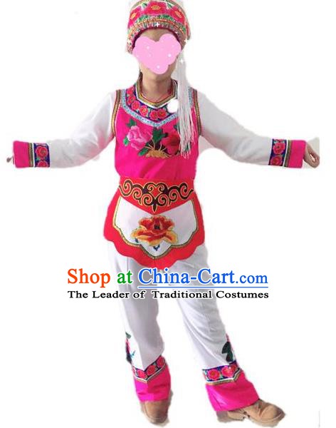 Traditional Chinese Bai Nationality Performance Clothing Ethnic Folk Dance Embroidered Costume for Women