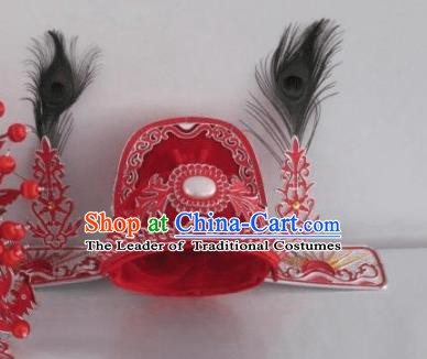 Traditional Chinese Beijing Opera Niche Hair Accessories Bridegroom Red Hats Peking Opera Scholar Headwear