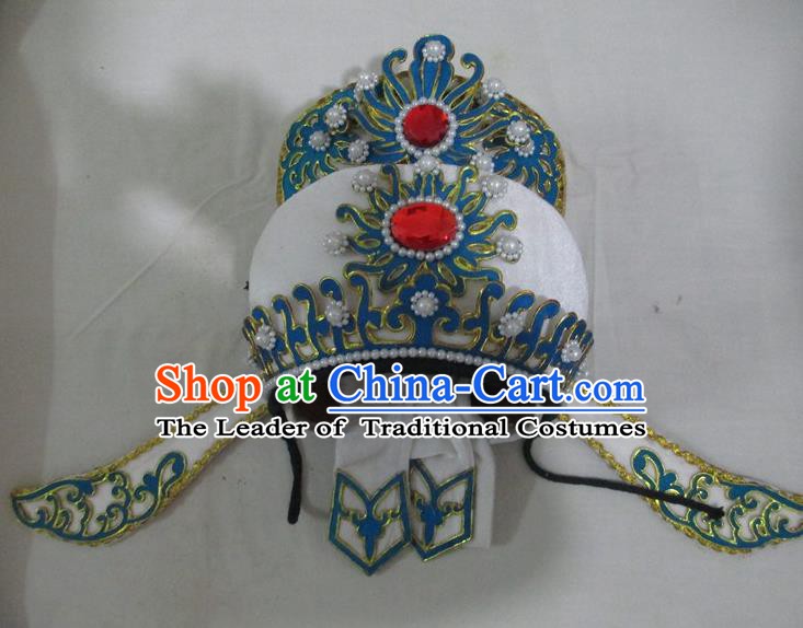 Traditional Chinese Beijing Opera Niche Hair Accessories White Hats Peking Opera Young Men Headwear