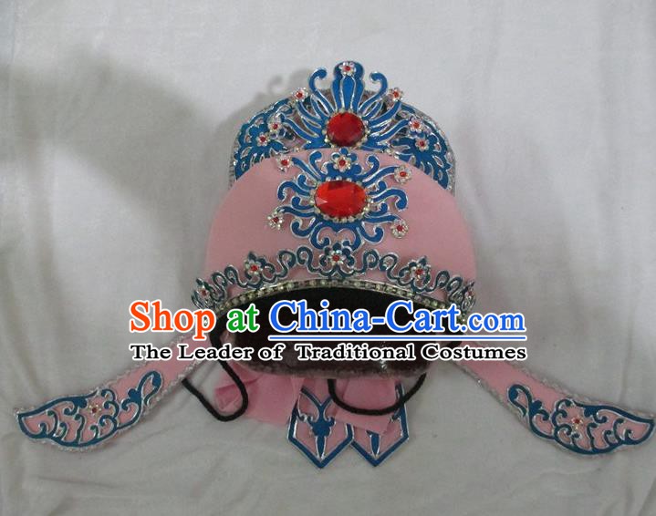 Traditional Chinese Beijing Opera Niche Hair Accessories Pink Hats Peking Opera Young Men Headwear