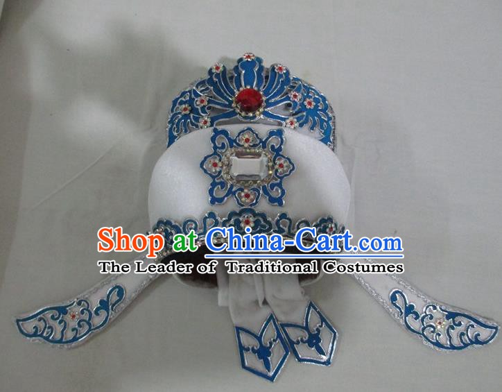 Traditional Chinese Beijing Opera Niche Hair Accessories Peking Opera Young Men White Hats Headwear