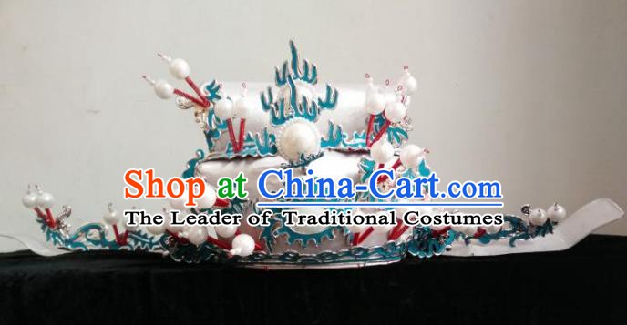 Traditional Chinese Beijing Opera Prime Minister White Hats Peking Opera Niche Headwear