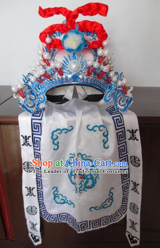 Traditional Chinese Beijing Opera Takefu Hair Accessories Peking Opera White Hats Headwear