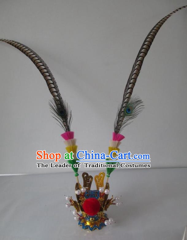Traditional Chinese Beijing Opera Handsome Monkey King Sun Wukong Headwear Peking Opera Hair Accessories Gold Hat