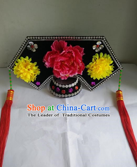 Traditional Chinese Beijing Opera Diva Qing Dynasty Princess Hair Accessories Peking Opera Actress Hats Headwear