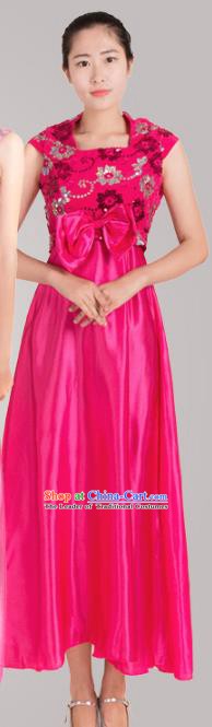 Top Grade Modern Dance Costume Stage Performance Compere Clothing Chorus Rosy Dress for Women