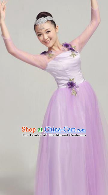 Top Grade Modern Dance Costume Stage Performance Compere Clothing Chorus Lilac Dress for Women