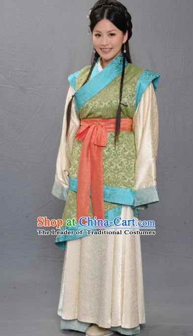 Chinese Ancient Warring States Period Young Lady Hanfu Dress Replica Costume for Women