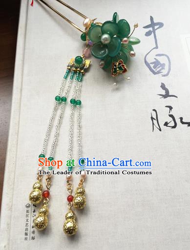 Chinese Ancient Hanfu Handmade Bells Tassel Hairpins Hair Accessories Hair Clip for Women