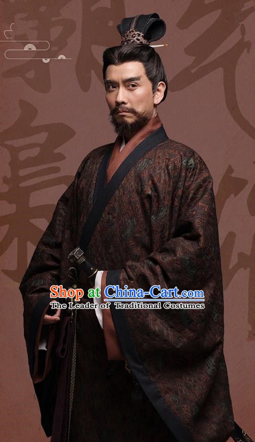 Chinese Ancient Three Kingdoms Period Wei State King Cao Cao Historical Costume for Men