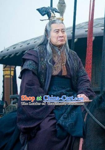 Traditional Chinese Ancient Qin Dynasty Minister Zhao Gao Historical Costume for Men
