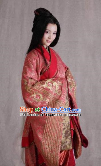 Chinese Ancient Western Chu Imperial Concubine Yuji Hanfu Dress Embroidered Replica Costume for Women