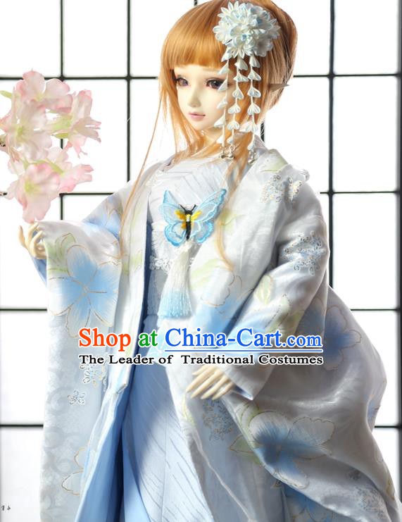 Traditional Asian Japan Costume Japanese Shiromuku Kimono Clothing Sakura Vibration Sleeve Kimono for Women