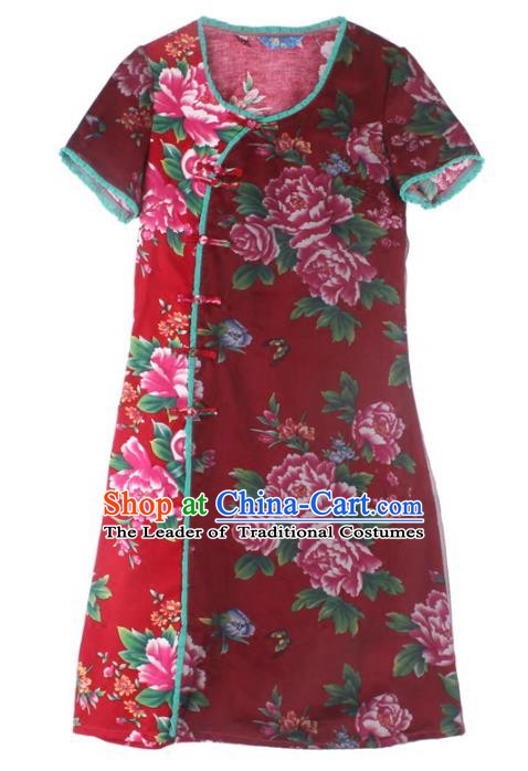 Traditional Ancient Chinese Young Women Cheongsam Dress Republic of China Tangsuit Stand Collar Blouse Dress Tang Suit Clothing