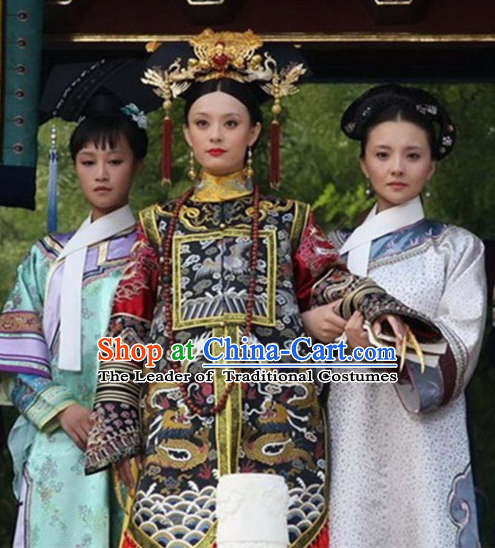 Ancient Chinese Qing Dynasty Manchu Imperial Costumes Empress Clothing Ci Xi Garment