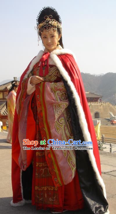Traditional Chinese Ancient Han Dynasty Concubine Ming Wang Zhaojun Hanfu Dress Replica Costume for Women
