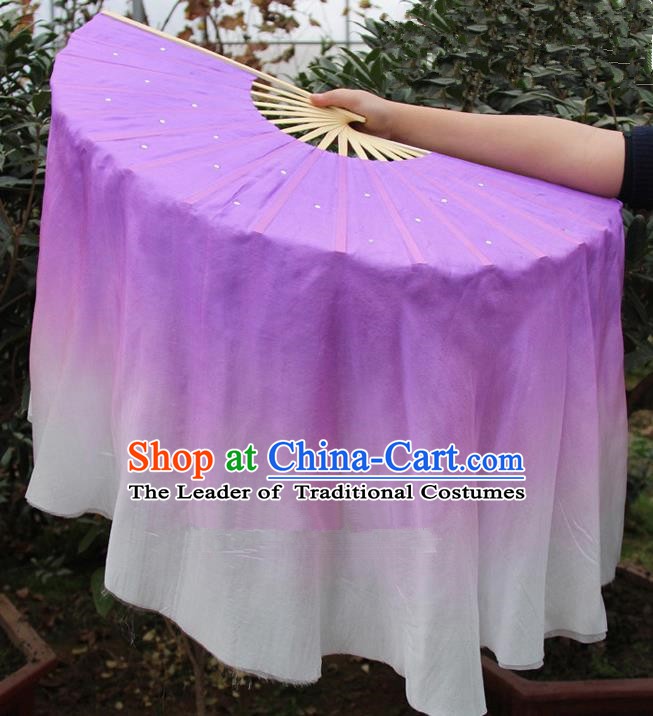 Chinese Handmade Folk Dance Lilac Ribbons Folding Fans Yangko Dance Classical Dance Fans for Women