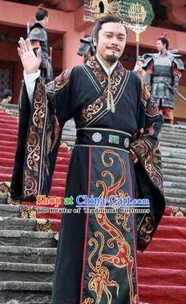 Ancient Chinese First Emperor of Qin Dynasty Ying Zheng Replica Costume for Men