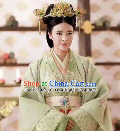 Chinese Ancient Han Dynasty Queen Wang Zhengjun Hanfu Dress Replica Costume for Women
