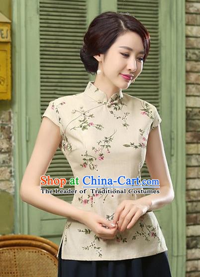 Chinese Traditional Elegant Printing Cheongsam Blouse National Costume Tang Suit Qipao Shirts for Women