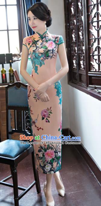 Top Grade Chinese National Costume Elegant Silk Cheongsam Tang Suit Qipao Dress for Women