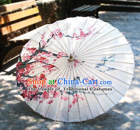 Chinese Handmade Paper Umbrella Folk Dance Painting Plum Blossom Oil-paper Umbrella Yangko Umbrella