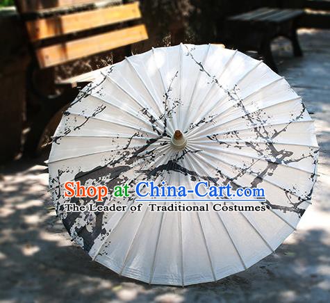 Chinese Handmade Paper Umbrella Folk Dance Ink Painting Plum Blossom Oil-paper Umbrella Yangko Umbrella