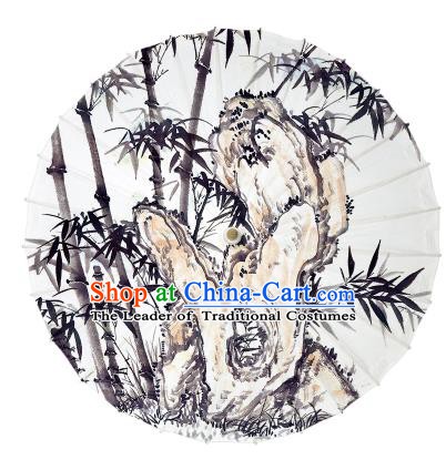 Chinese Traditional Artware Paper Umbrella Ink Wash Painting Bamboo Leaf Oil-paper Umbrella Handmade Umbrella