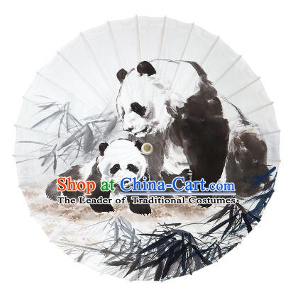 Chinese Traditional Artware Paper Umbrellas Ink Wash Painting Panda Oil-paper Umbrella Handmade Umbrella