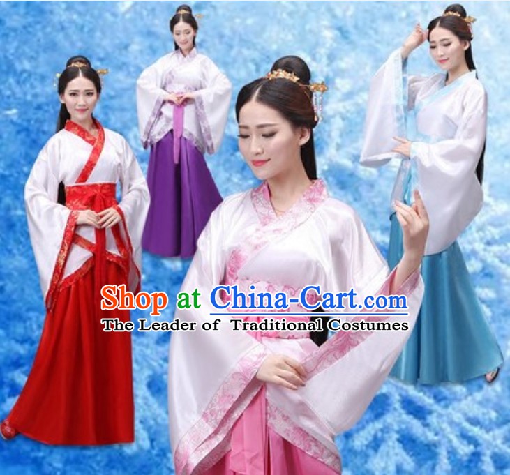 Ancient Chinese Han Dynasty National Costume Dress Clothing  Complete Set for Women Girls
