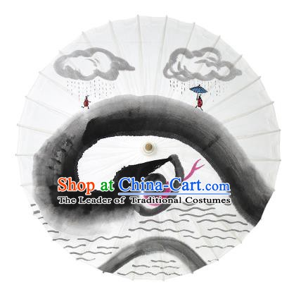Chinese Traditional Artware Dance Umbrella Ink Painting Snake Paper Umbrellas Oil-paper Umbrella Handmade Umbrella